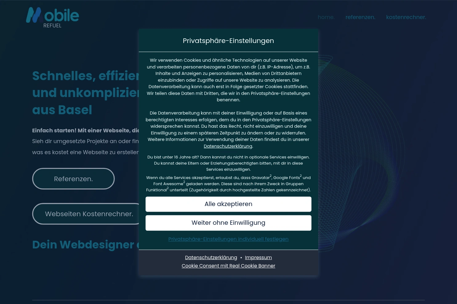 Preview of Mobile Refuel Webdesign