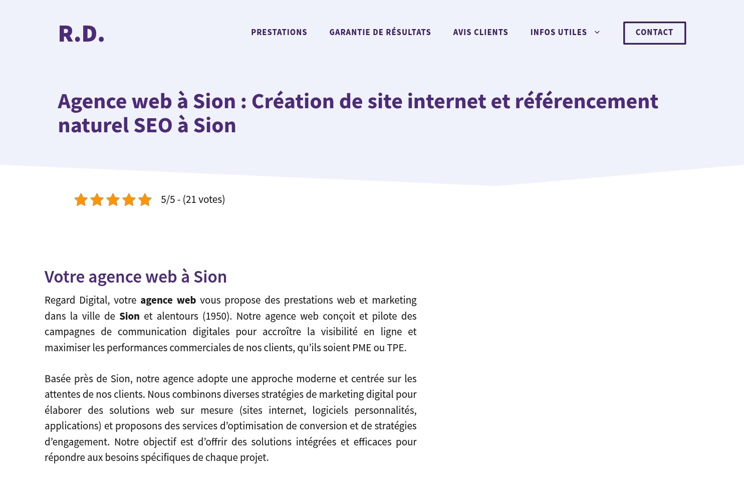 Preview of Agence Web Sion Valais - Création de site internet & référencement naturel SEO - Regard Digital
